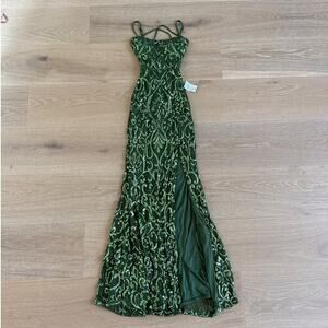 Windsor Sequin Maxi Dress Mari Size Xs Olive Green